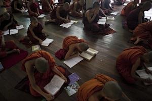 Myanmar Buddhist monks study at a monastery in Myanmar&#39;s&nbsp;&hellip;