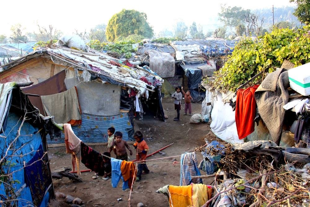 Rohingya refugees at a make-shift refugee camp in the Jammu city, Jammu and Kashmir. Image credit: Showkat Shafi/Al Jazeera