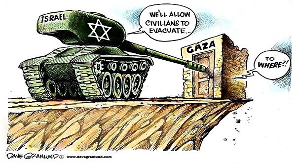cartoon Gaza evacuation