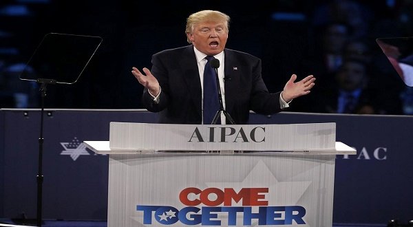 Republican presidential candidate Donald Trump addresses the annual policy conference of the American Israel Public Affairs Committee (AIPAC) March 21, 2016 in Washington, D.C. Credit: Alex Wong/Getty Images