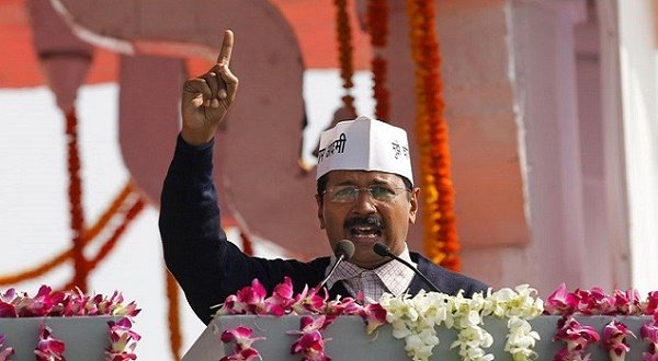 Aam Aadmi Party leader Arvind Kejriwal speaks after taking oath of office as chief minister of Delhi on Saturday, Feb 14. 