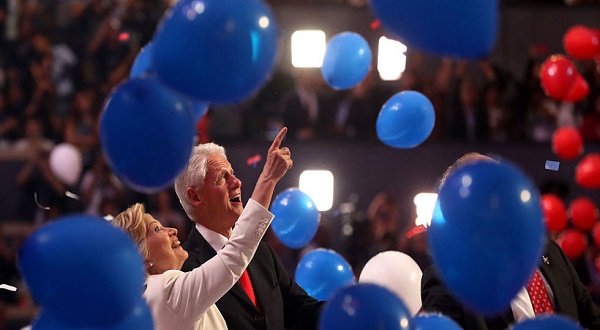 HIllary and Bill Clinton at the Democratic National Convention in Philadelphia. 