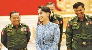 Aung San Suu Kyi faces dissent over the role of the country's stll powerful military, especially a bloody crackdown on Rohingya Muslims. -- AFP