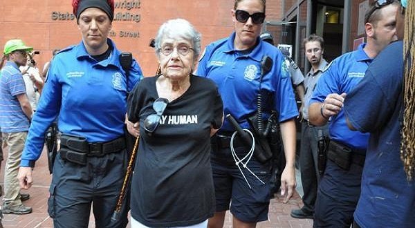 Hedy Epstein, the Jewish Holocaust survivor, being arrested during a protest. 