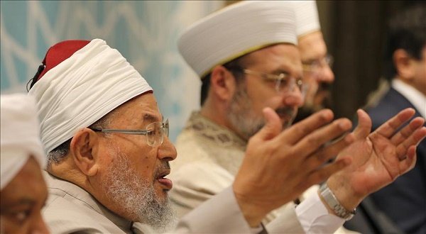 Sheikh Yusuf al- Qaradawi, head of the Qatar-based International Union of Muslim Scholars on a visit to Istanbul called for Muslims around the world to come to the aid of besieged people in Syria's Aleppo. 