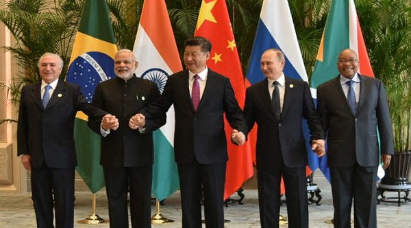 ALL ON BOARD? BRICS leaders at the Goa summit in India.
