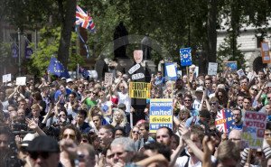 JULY 2 : Protestors march from Park Lane to Parliament during the anti-Brexit rally in London, United Kingdom on July 2, 2016. ( Isabel Infantes - Anadolu Agency )