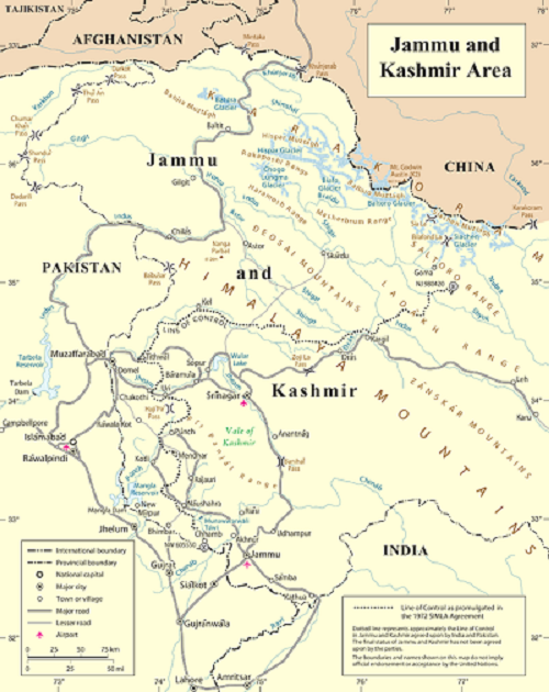 The divided Kashmir Valley at the heart of tensions between India and Pakistan. 