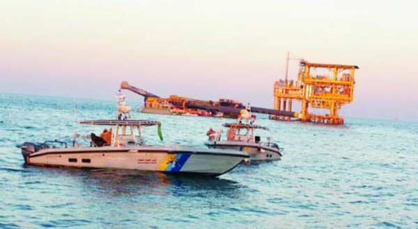 SUNK: Saudi Aramco's mobile platform that sunk in the Al-Safaniya offshore oilfield on Friday.