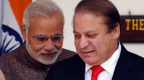 Indian Prime Minister Narendra Modi with Prime Minister Nawaz Sharif of Pakistan during their first meeting at the Hyderabad House in New Delhi last year.