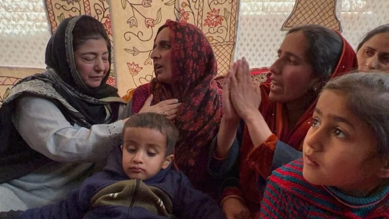Mehbooba Mufti Visits Family of Slain Kashmiri Pandit in Pulwama