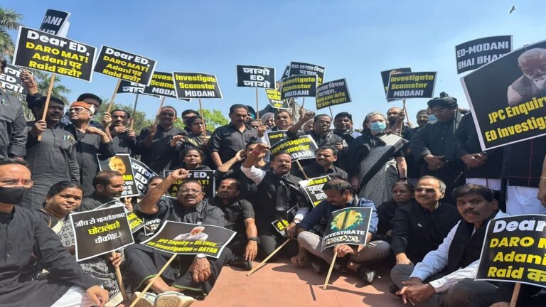 Congress-led Opposition Members Protest Outside Parliament, Seek Probe in Adani Matter